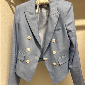 Light Blue Double-Breasted Women's Blazer